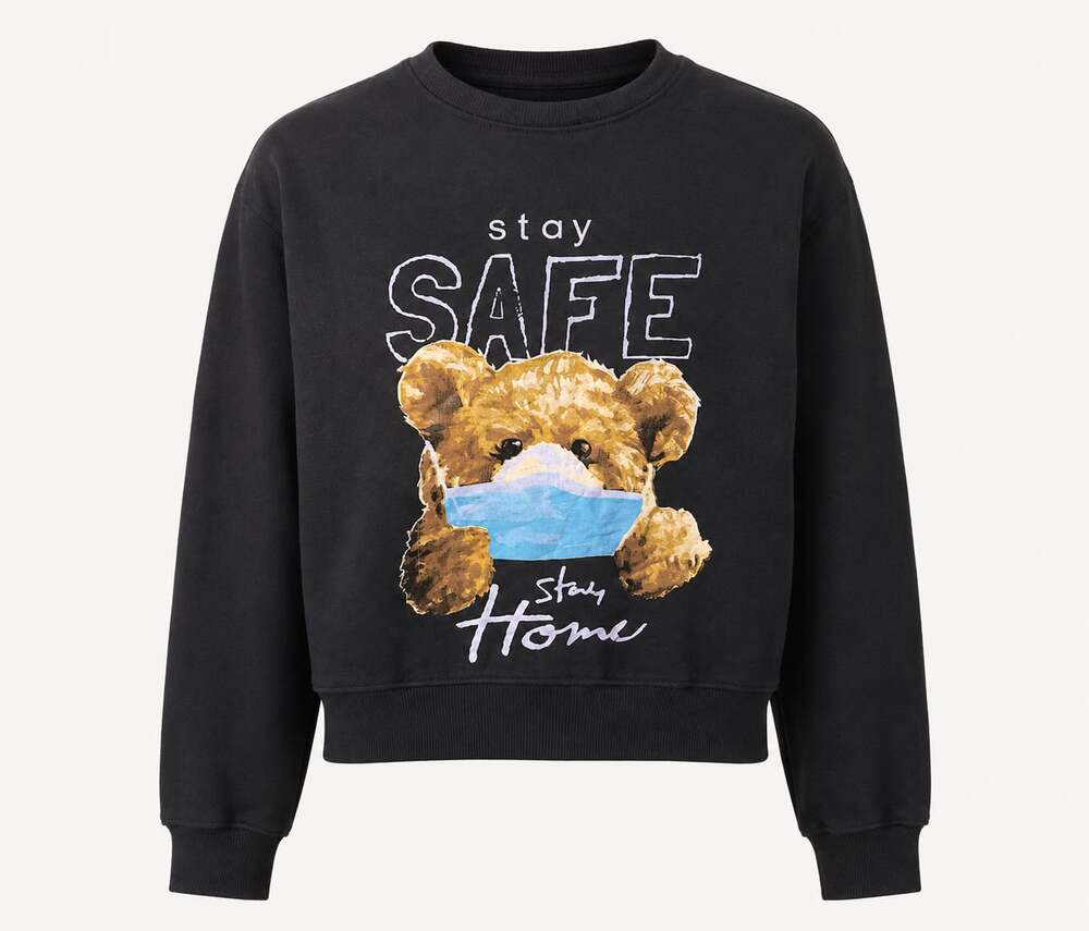 Moschino Couture Black Stay Safe Teddy Bear Sweatshirt